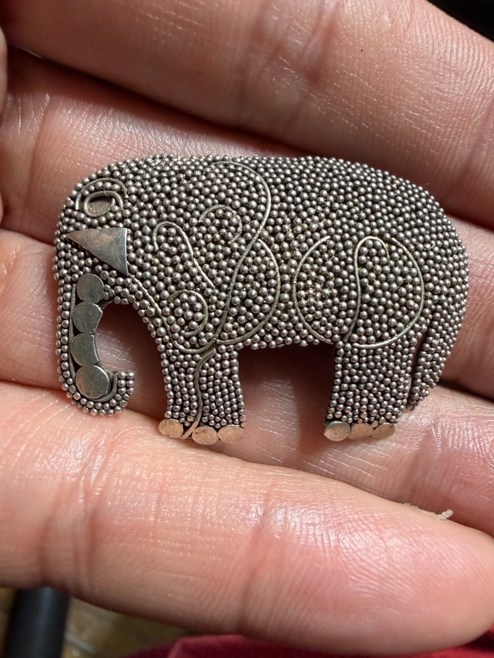 Vintage 925 Sterling Silver Marcasite Elephant Brooch
